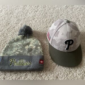 Philadelphia Phillies Camo Salute To Service Hat Lot One Beanie One Fitted Cap 7